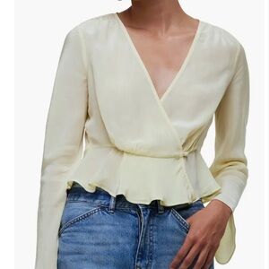 Madewell bell sleeve wrap top candlelight yellow